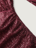 Shimmery Sequin Gathered Flared Sleeve Blouse