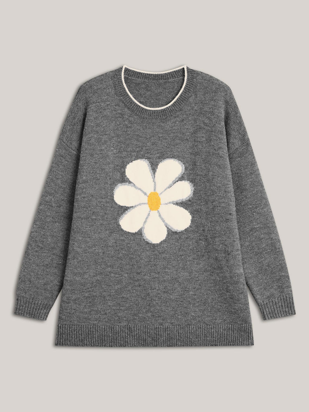 Floral Textured Crew Neck Pullover