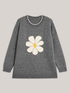 Floral Textured Crew Neck Pullover