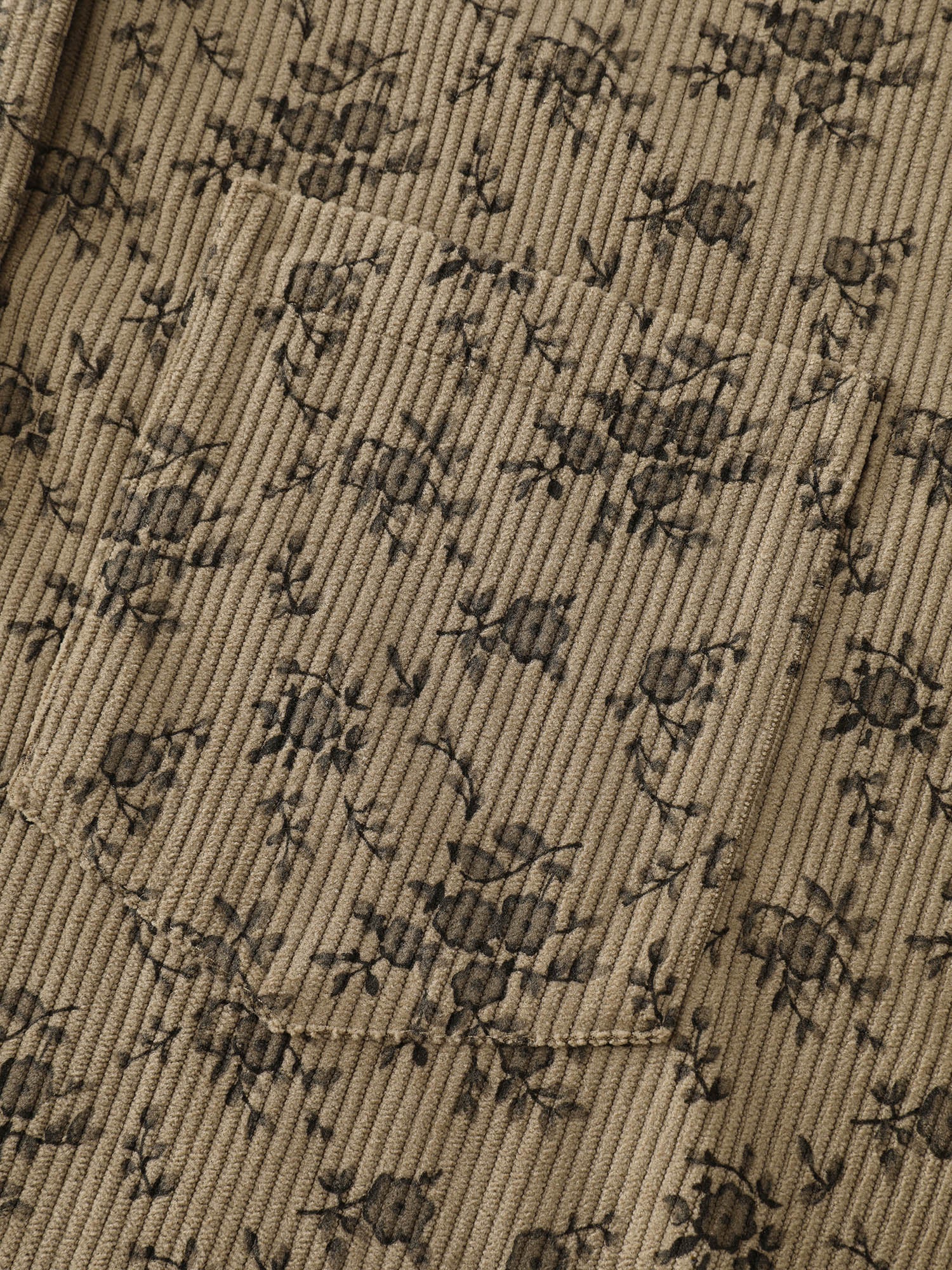 Corduroy Ruffled Button-Down Shirt