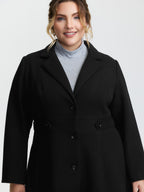 Notched Collar Cinched Waist Coat