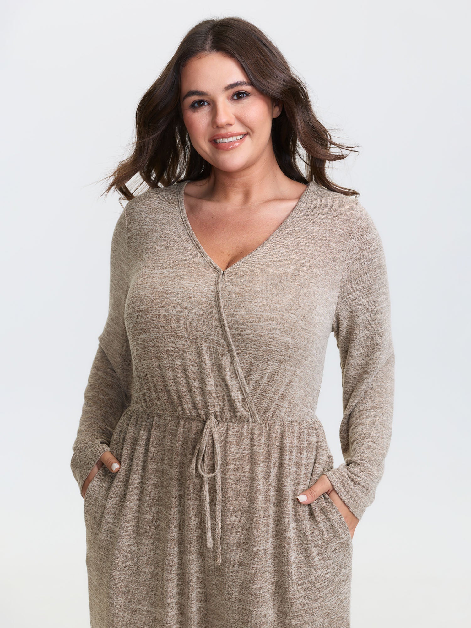 Elastic Waist Overlap Collar Lounge Jumpsuit