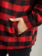 Plaid Button Through Patchwork Contrast Shacket
