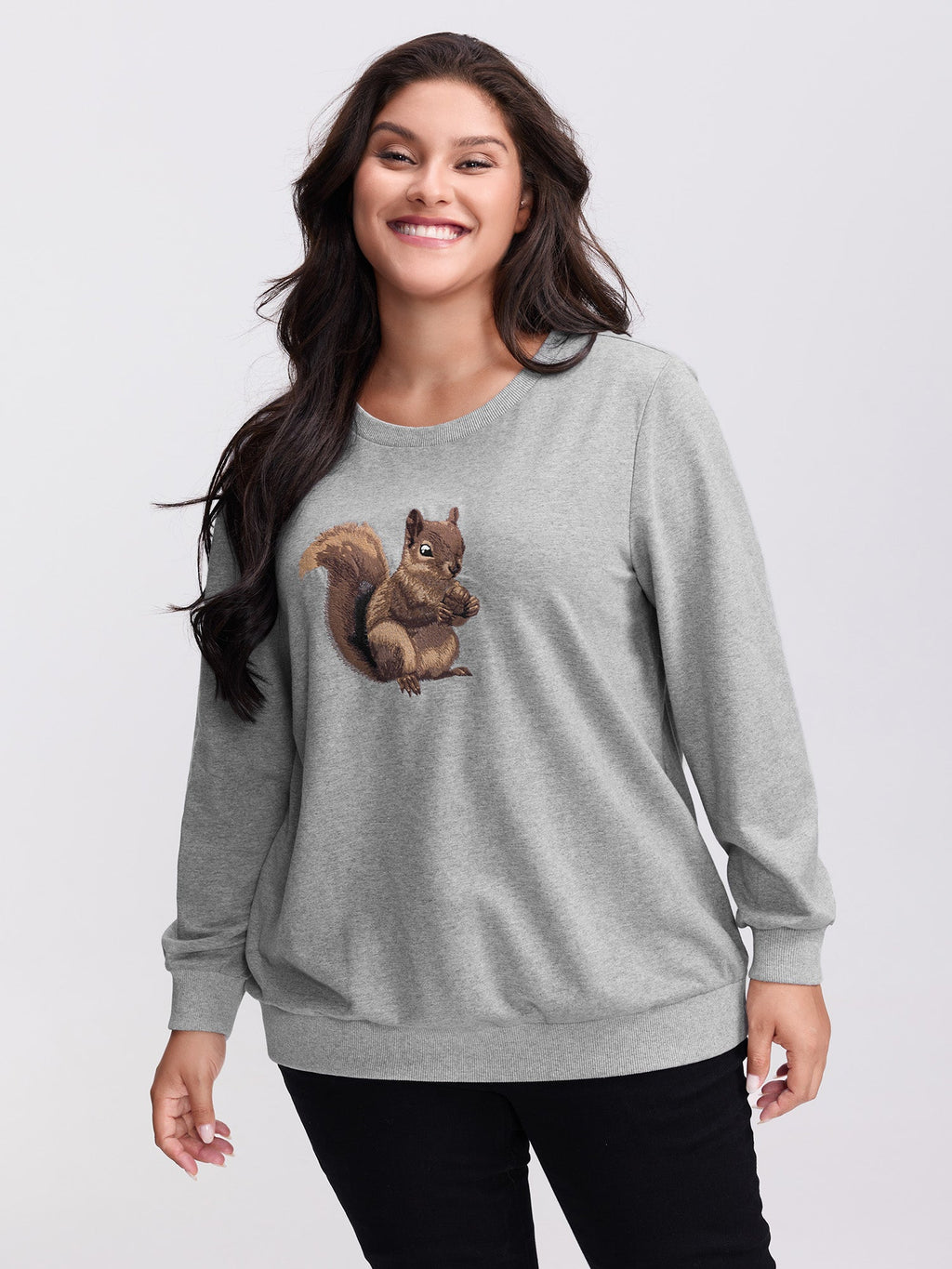 Supersoft Squirrel Embroidered Sweatshirt
