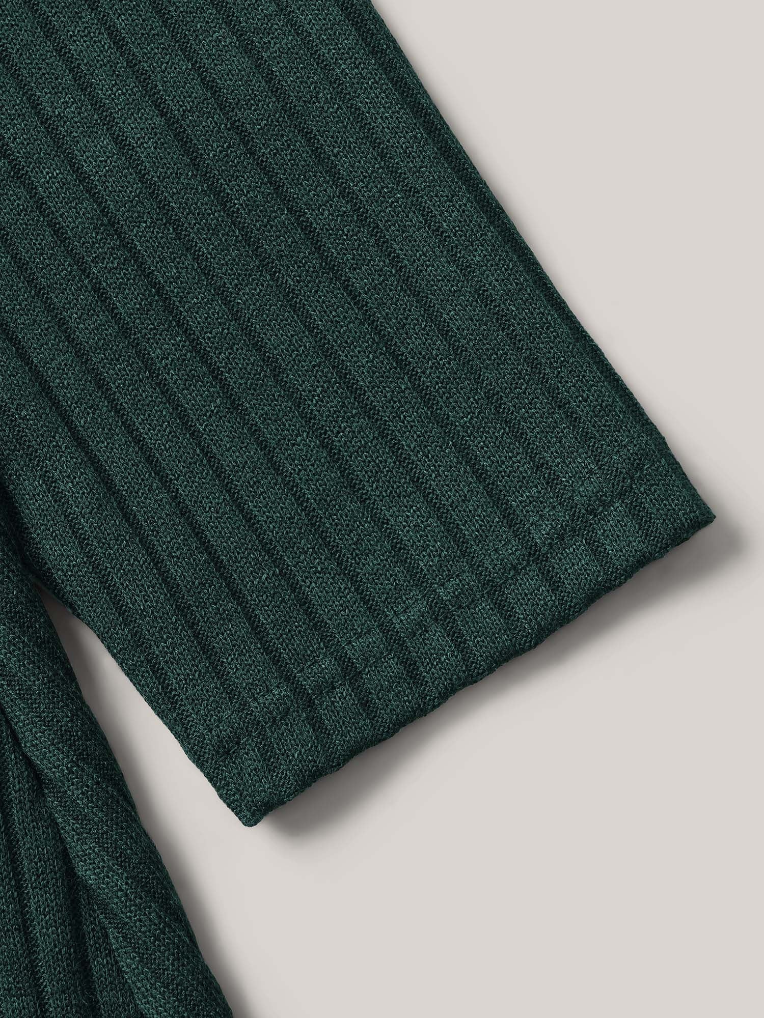 Solid Pocket Rib Knit Ruffle Hem Dress Without Belt