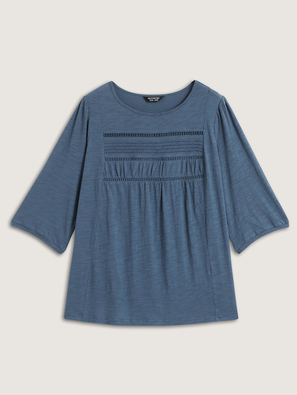 Cotton Lace Spliced Plain Knit Top