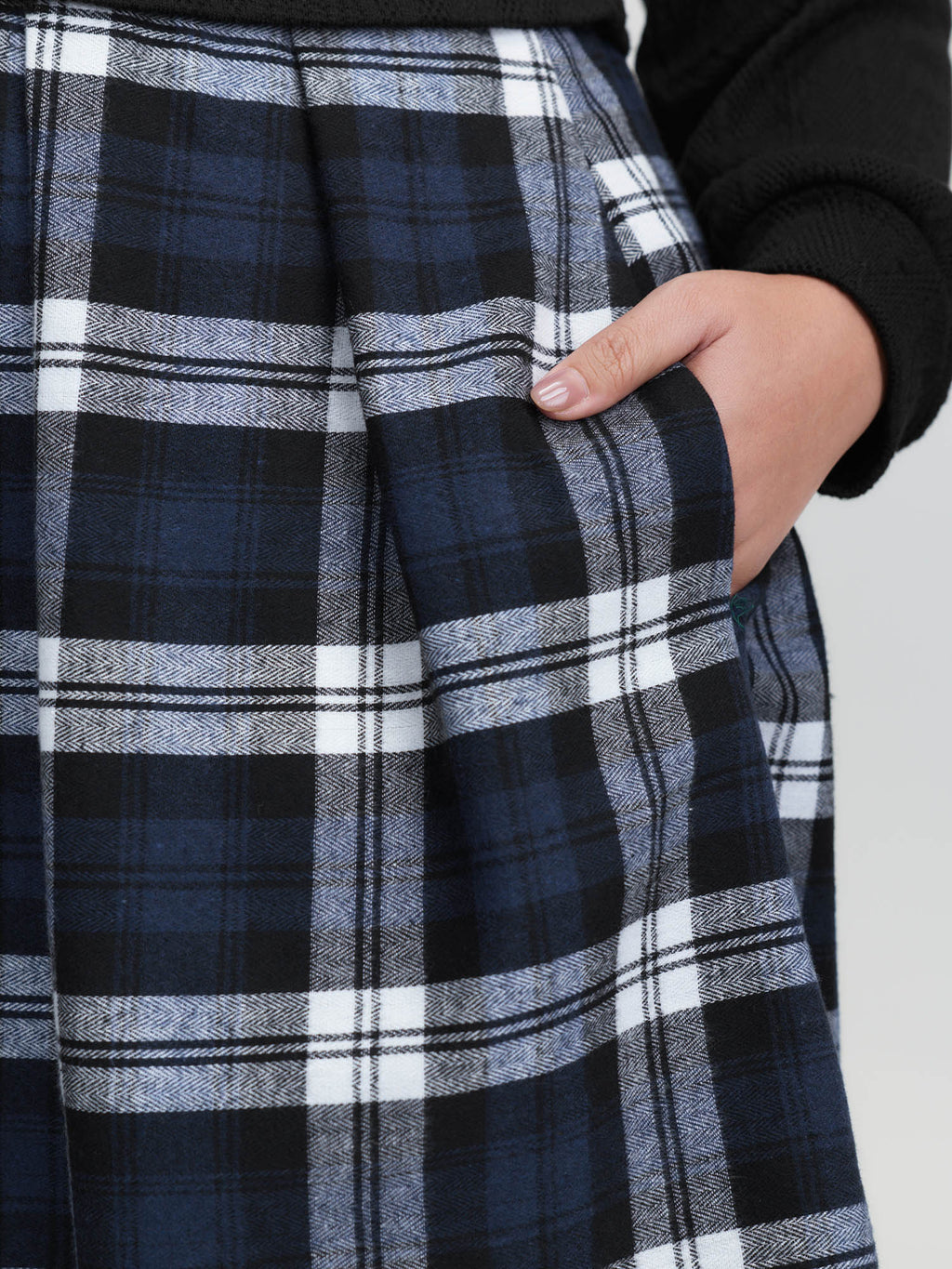 Layered Plaid Pockets Midi Dress