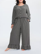Gingham Ruffled Hem Loungewear Set
