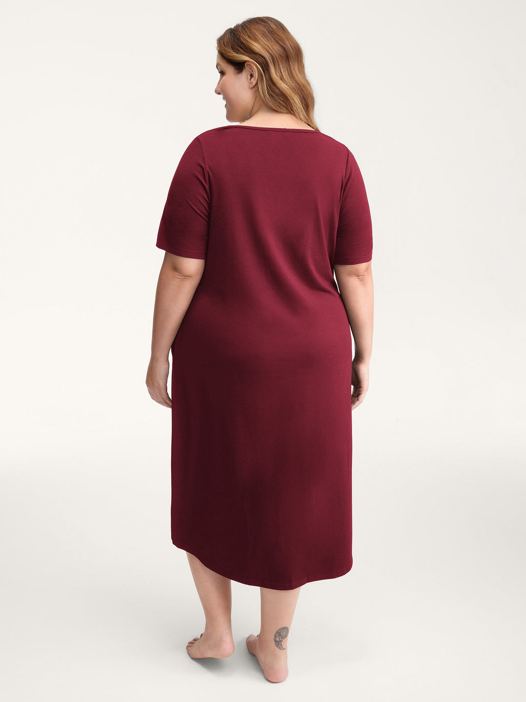 Happy Cat Print Stretchy Contrast Sleep Dress