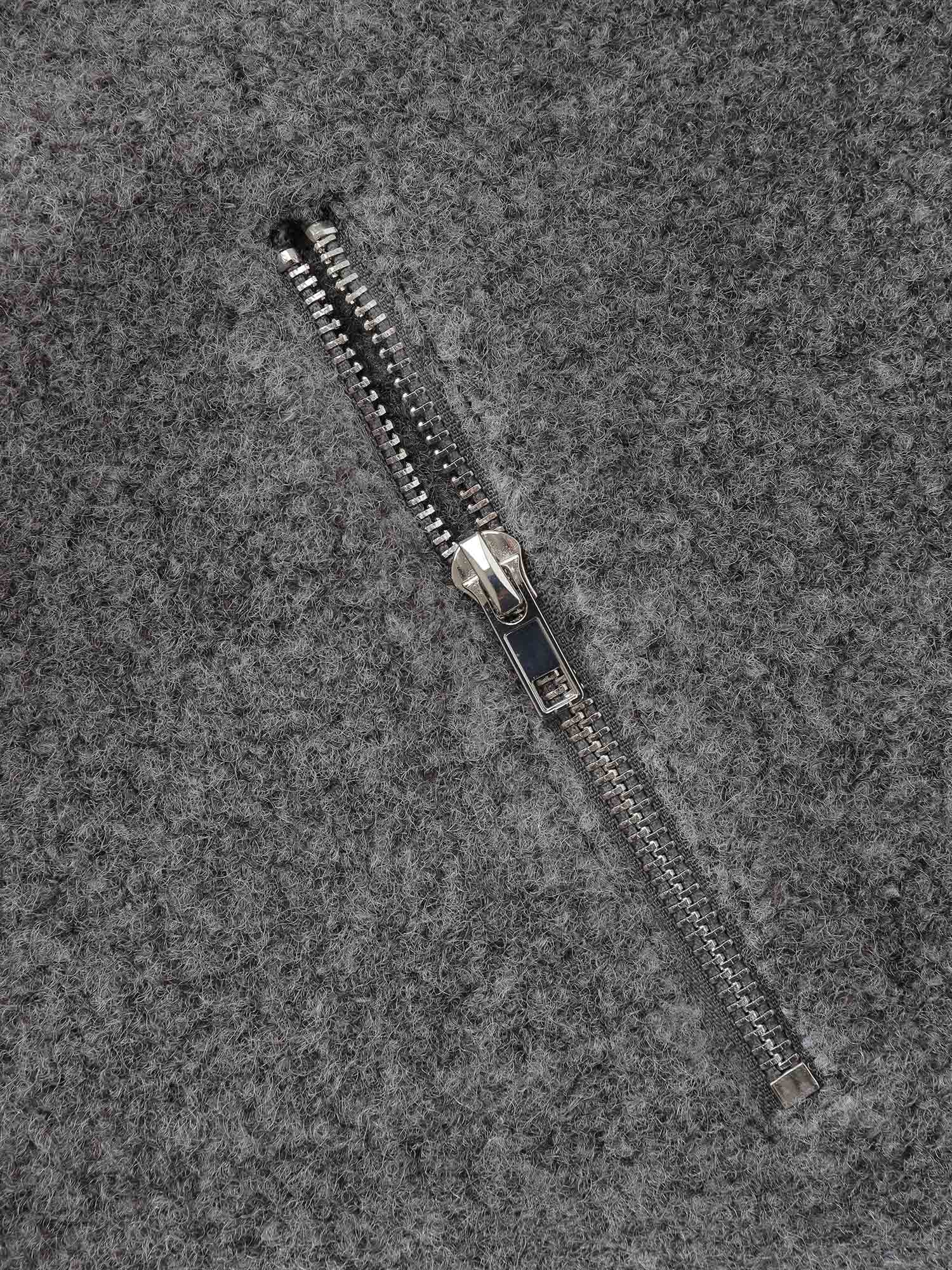 Textured Pockets Crossover Zipper Jacket