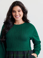 Layered Plaid Pockets Midi Dress