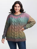Heather Color Gradient Drop Shoulder Pullover