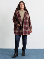 Plaid Fleece Hooded Button Coat