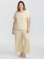 Stretchy Pit Strip Solid Loungewear Set