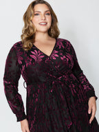 Shimmery Stretchy Velvet Shirred Maxi Dress