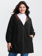 Quilted Mixed Material Hooded Jacket