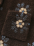 Fluffy Floral Pattern Pocket Coat