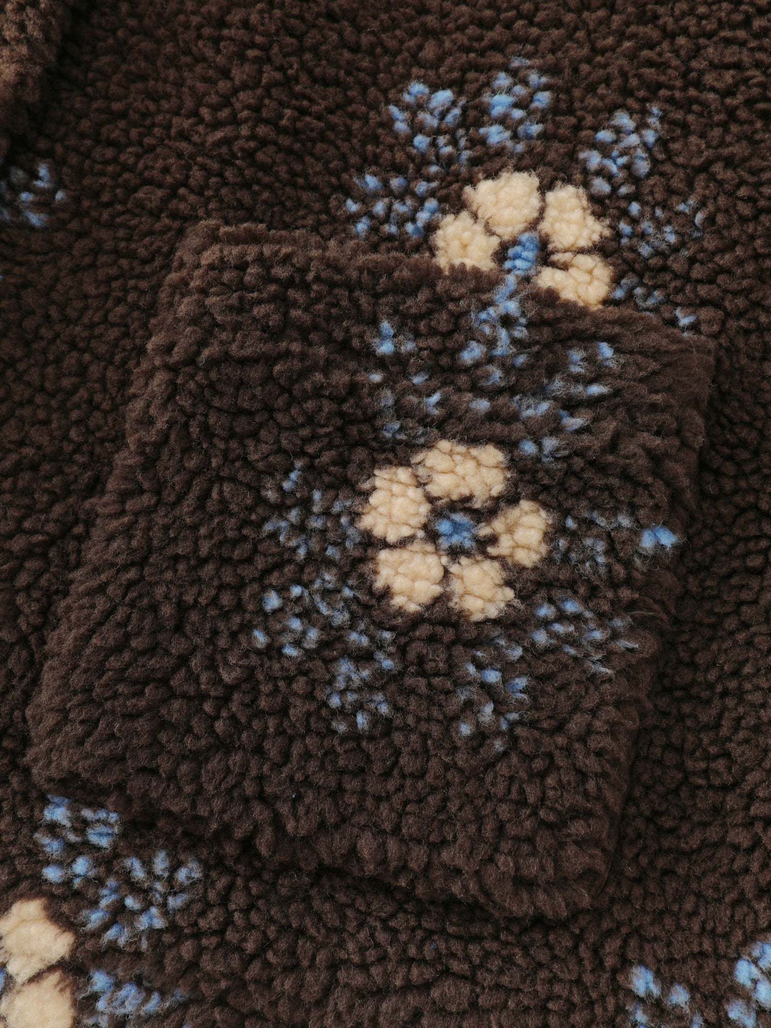 Fluffy Floral Pattern Pocket Coat