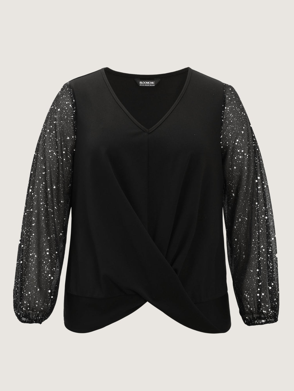 Shimmery Sleeve Knotted Hem Blouse