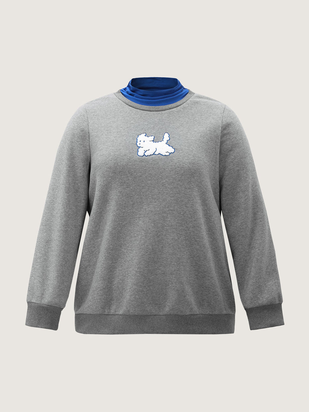 2-In-1 Puppy Embroidered Turtleneck Sweatshirt