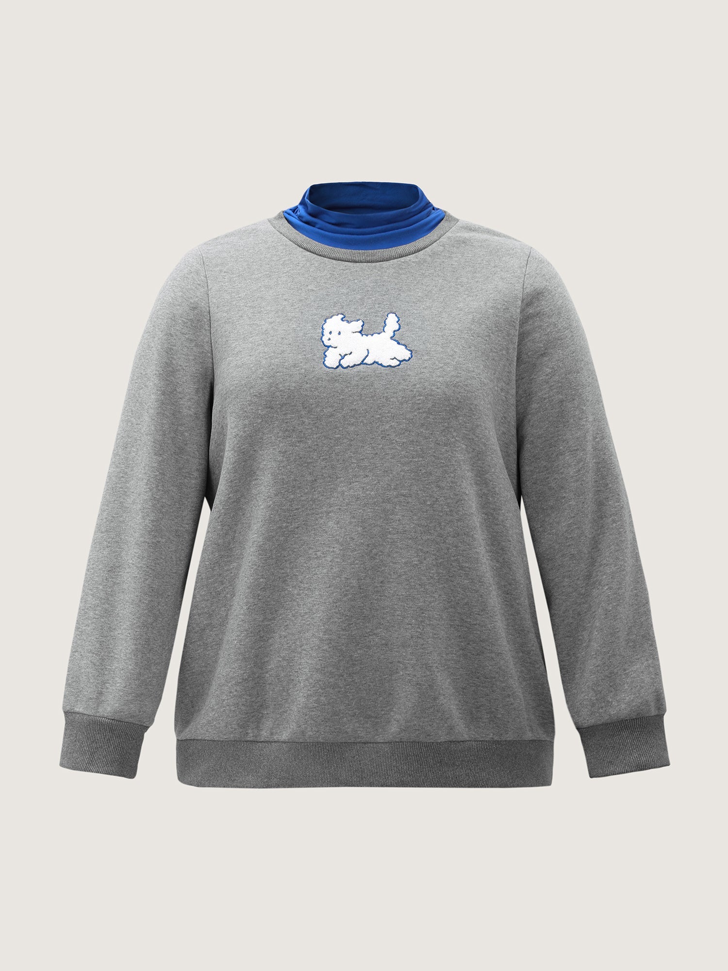 2-In-1 Puppy Embroidered Turtleneck Sweatshirt