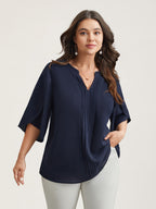 Petal Sleeve Toothpick Pleats Shirt