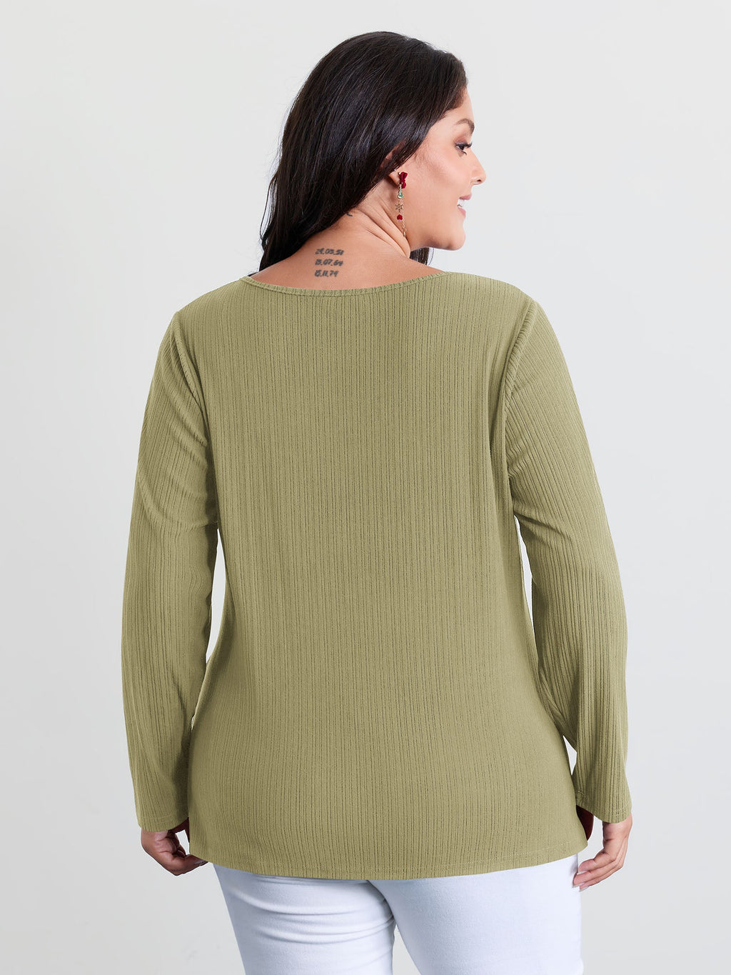 Super Stretchy Ribbed Asymmetrical Neck T-Shirt