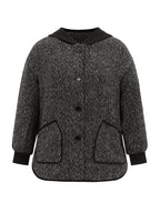 Tweed Pocket Button Through Hooded Coat