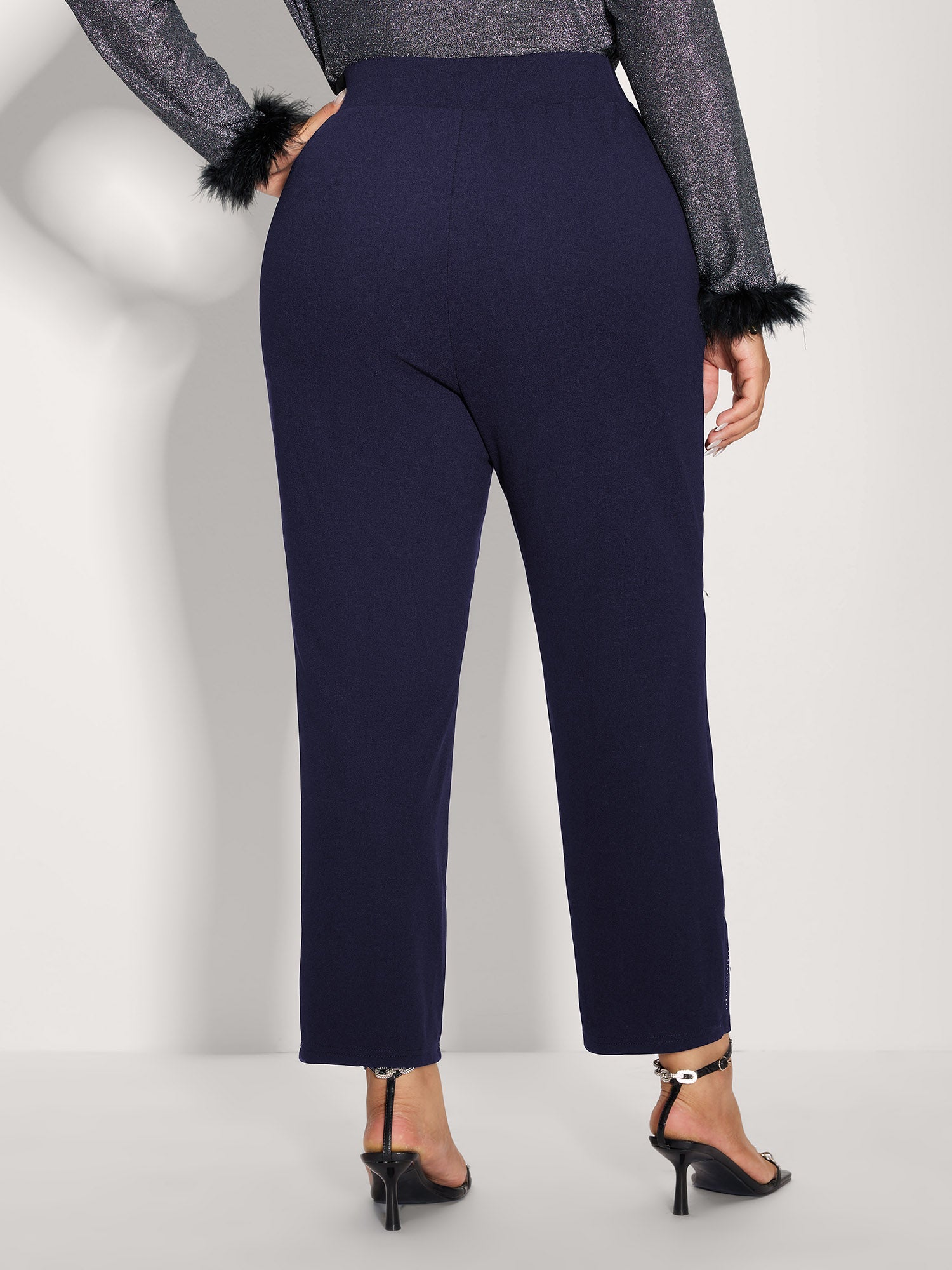 Stretchy Diamond Detail Hem Pants