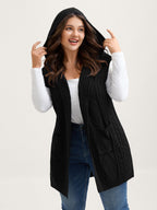 Twisted Hooded Sleeveless Knit Cardigan