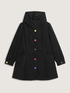 Colorful Buttons Hooded Pocket Coat