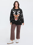 Deer Snowflake Pattern Jacquard Pullover