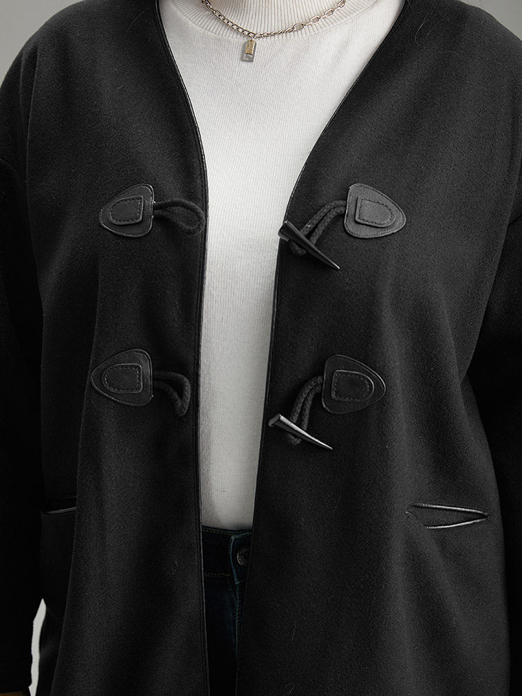 Plain Duffle Button Pocket Coat
