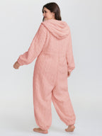 Fleece Half Zipper Hooded Sleep Jumpsuit