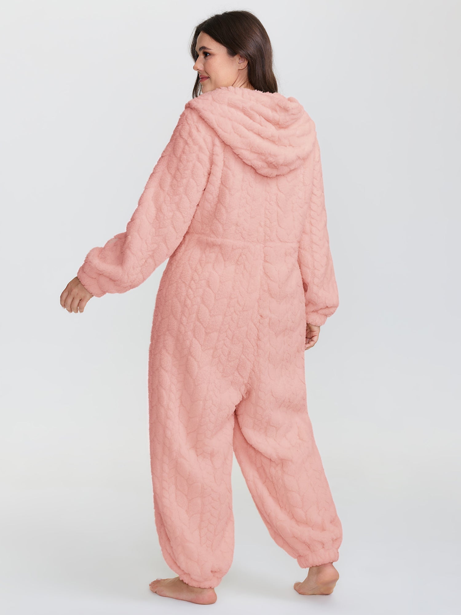 Fleece Half Zipper Hooded Sleep Jumpsuit