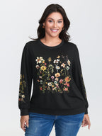 Floral Fun Stretchy Cuffs Sweatshirt