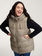 Zipper High Neck Hooded Quilted Jacket