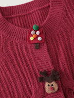 Supersoft 3D Button Cozy Holiday Knit Cardigan