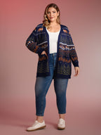 Fox in Forest Contrast Knit Cardigan