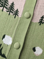 Meadow Pattern Jacquard Button Knit Cardigan