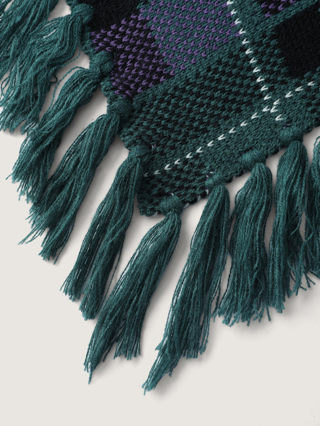 Holiday Plaid Turtleneck Fringe Hem Pullover