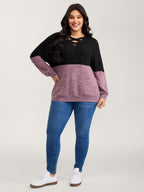 Colorblock Spliced Cross-Tie Sweatshirt