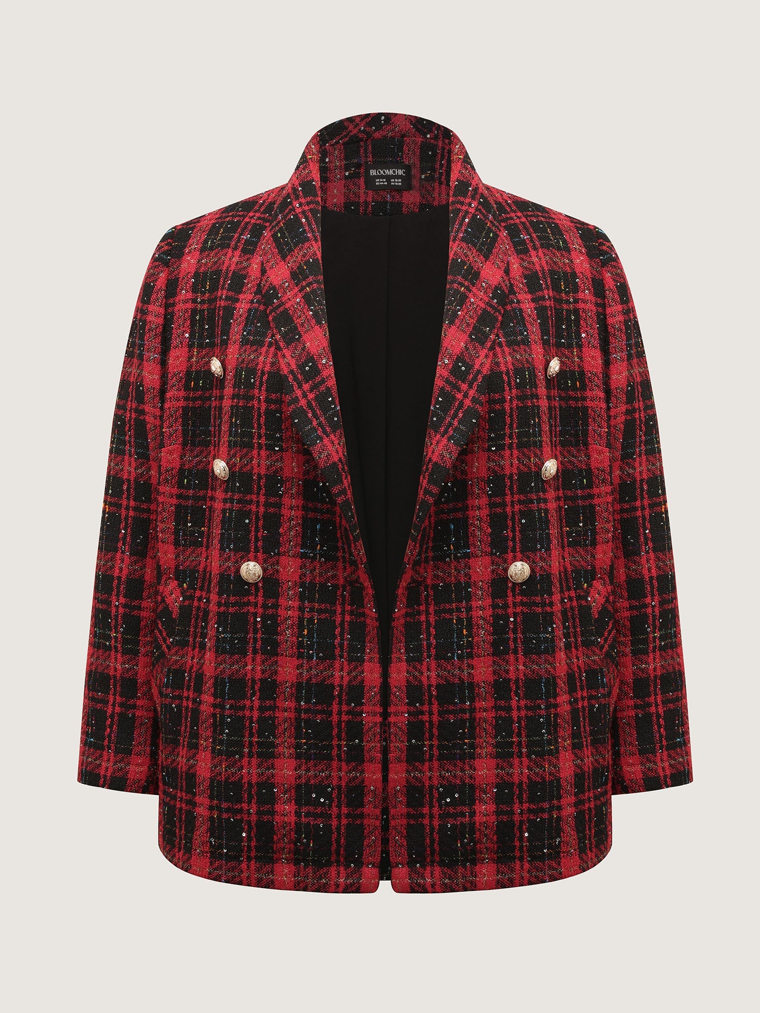 Holiday Plaid Textured Button Blazer