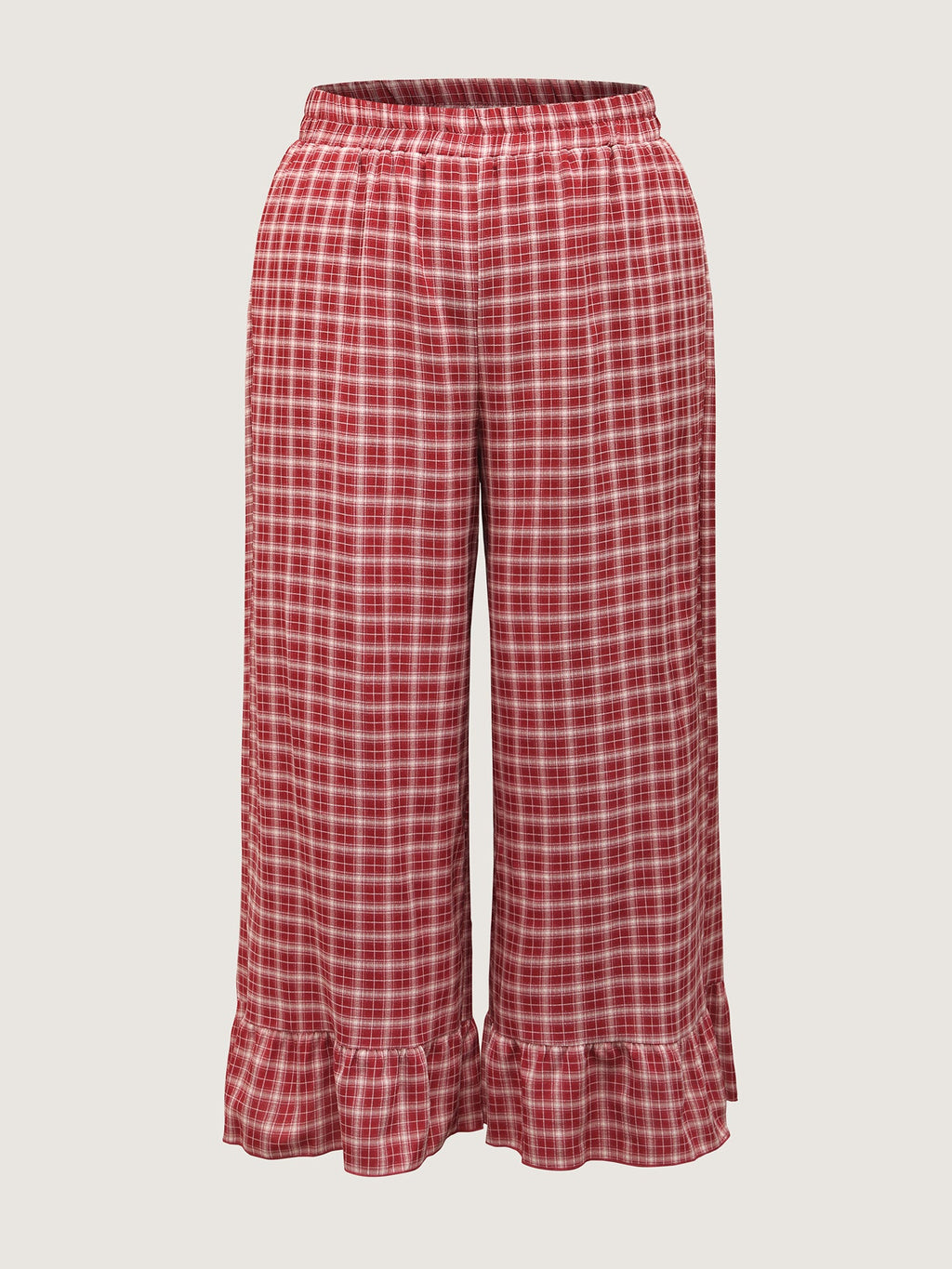 Gingham Ruffled Hem Loungewear Set