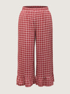 Gingham Ruffled Hem Loungewear Set