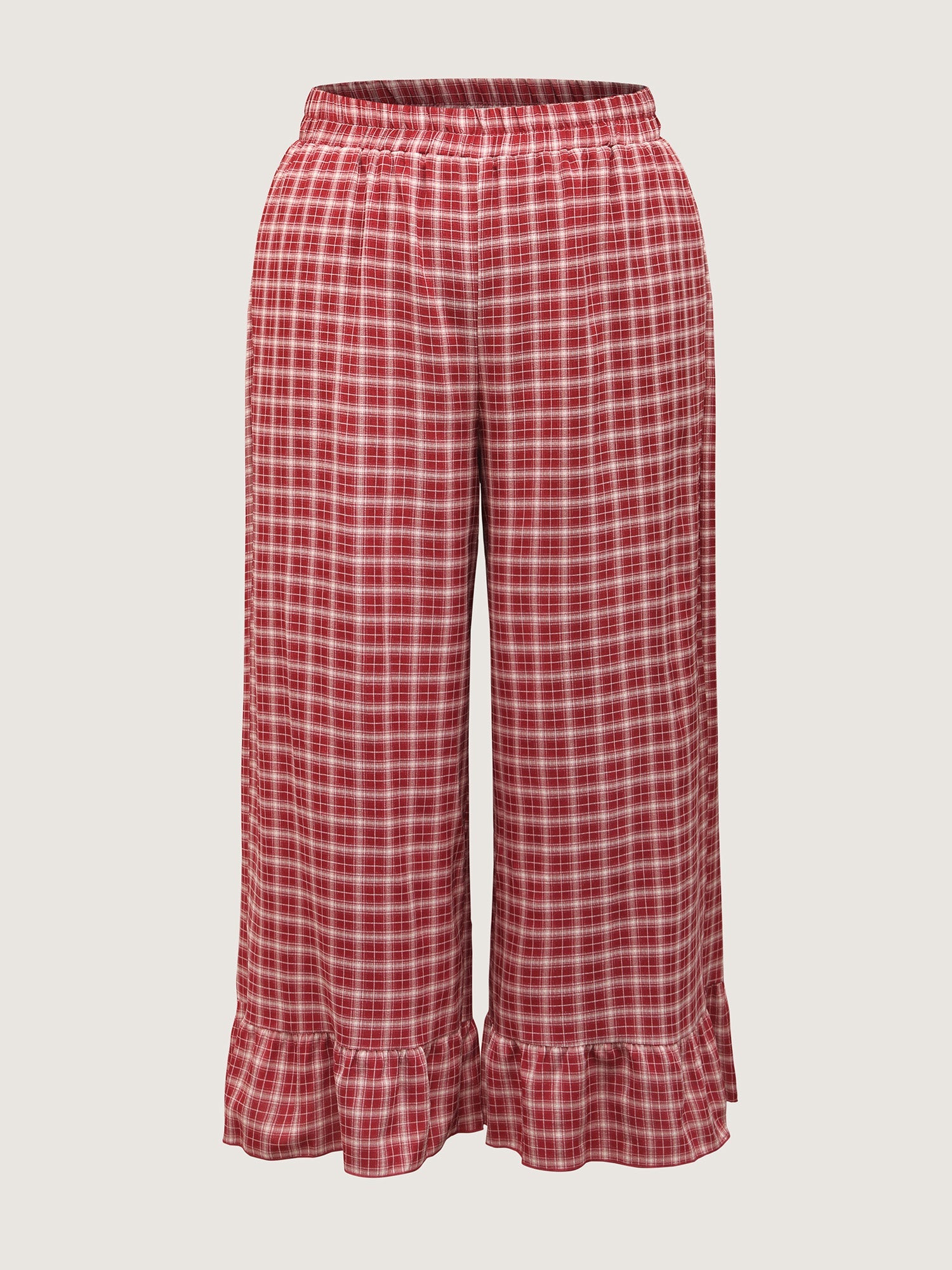 Gingham Ruffled Hem Loungewear Set