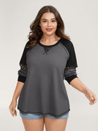 Color Contrast Waffle Knit T-Shirt