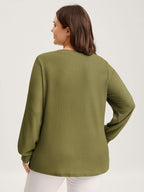 Waffle Spliced Floral Lace Sweatshirt