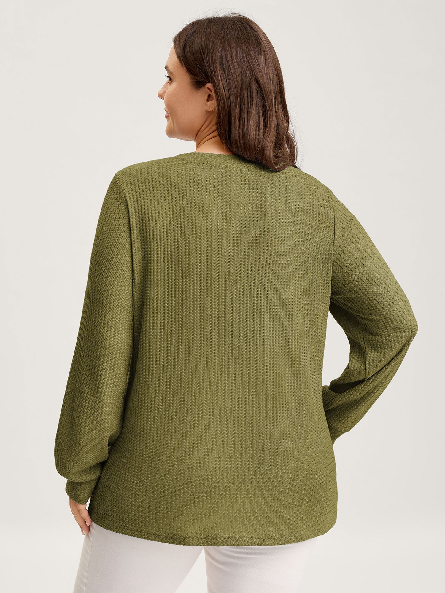 Waffle Spliced Floral Lace Sweatshirt