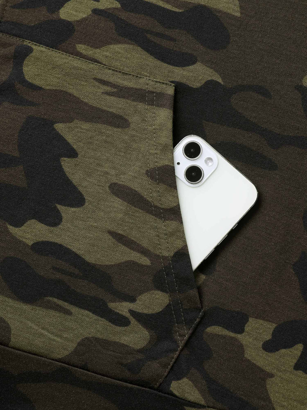 Camouflage Print Stretchy Zipper Hoodie